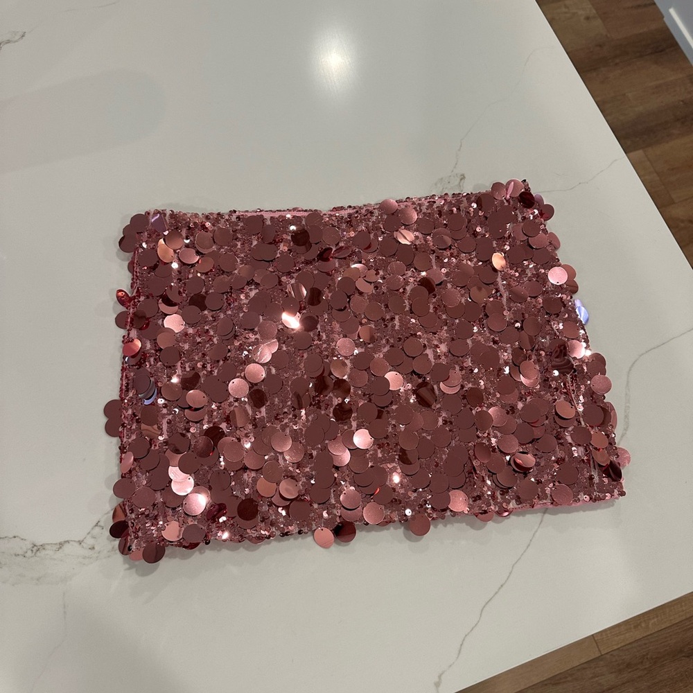 Edikted Pink Sequin Mini Skirt